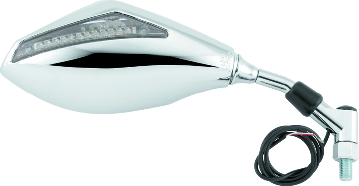 BikeMaster Universal Mirror with Integrated Turn Signals 10mm - Pair - Chrome
