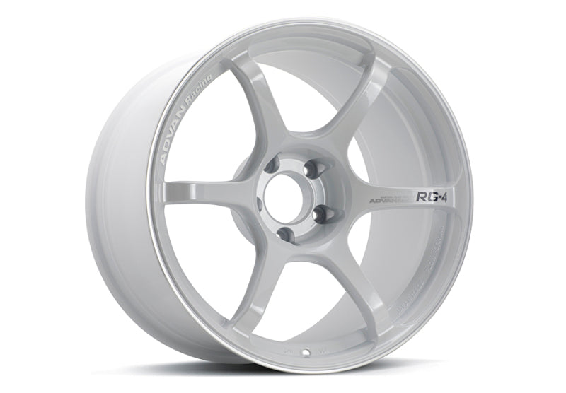 Advan RG-4 18x8.5 +44 5x114.3 Racing White Metallic and Ring Wheel