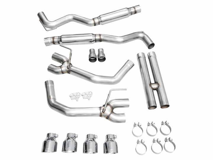 AWE 2024 Ford Mustang GT Fastback S650 RWD Track Edition Cat-Back Exhaust w/ Quad Chrome Silver Tips