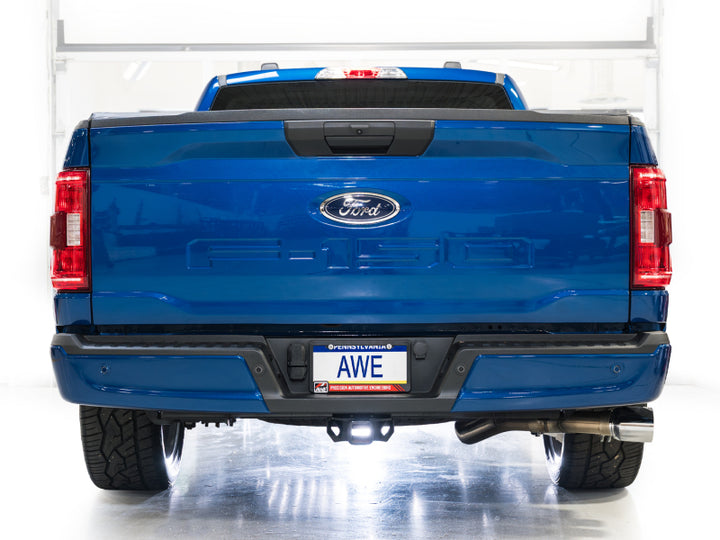 AWE Tuning 21-25 Ford F150 (14th Gen Reg Cab) Cat-Back Exhaust - 4.5in Dual Side Exit Chrome Tips