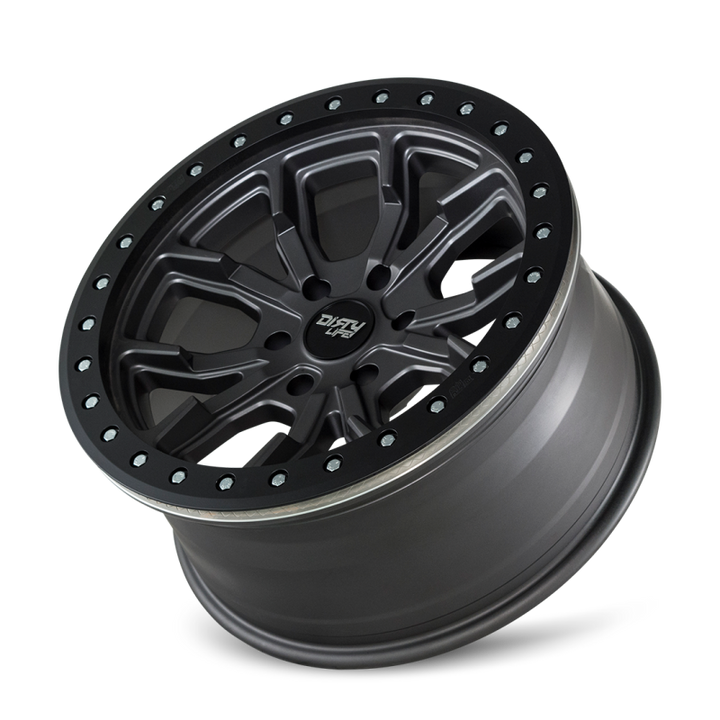 Dirty Life 9303 DT-1 17x9/5x114.3 BP/-12mm Offset/72.6mm Hub Matte Gunmetal Wheel - Beadlock