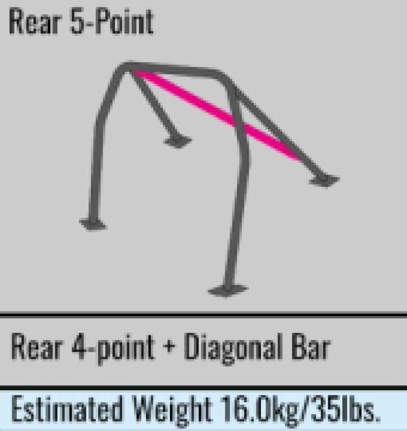 Cusco Safety21 2-Passenger 5-Point BLK REAR W/Diagonal Bar Roll Cage Subaru GRB STi 08-14