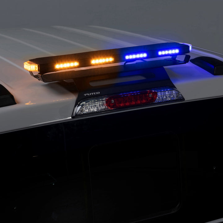 Putco 24In Universal 24In Tri Color Hornet Light (Amber/Blue/White) - LED Stealth Rooftop Strobe Bar