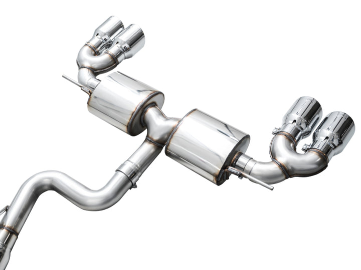 AWE Tuning MK8 Volkswagen Golf R 3in Touring Edition Quad Exhaust - Chrome Silver Tips