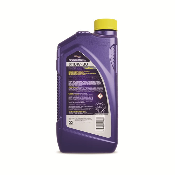 Royal Purple Synthetic High Performance 10W30 Motor Oil (Canada) - 1 Quart