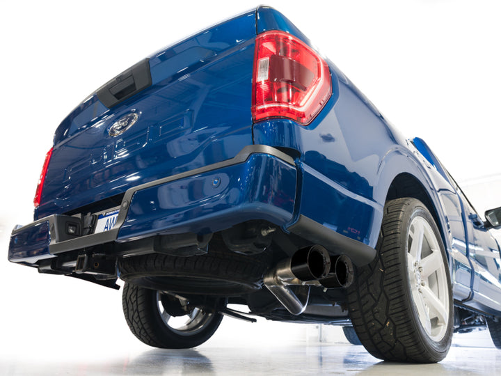 AWE 21-25 Ford F150 (14th Gen Reg Cab) Cat-Back Exhaust - 4.5in Dual Side Exit Diamond Black Tips
