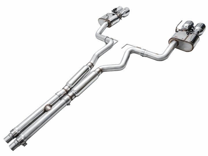 AWE 2024 Ford Mustang Dark Horse S650 RWD SwitchPath Cat-Back Exhaust w/ Quad Chrome Silver Tips