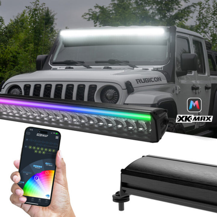 XK Glow 7in Offroad Light Bar w/ RGBW Chasing DRL & App Control