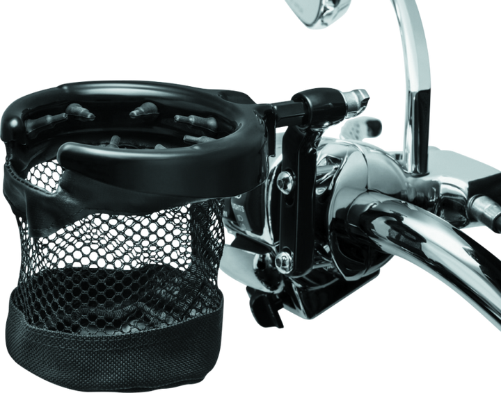 Kuryakyn Drink Holder Mesh Basket with Perch Mount Universal Gloss Black