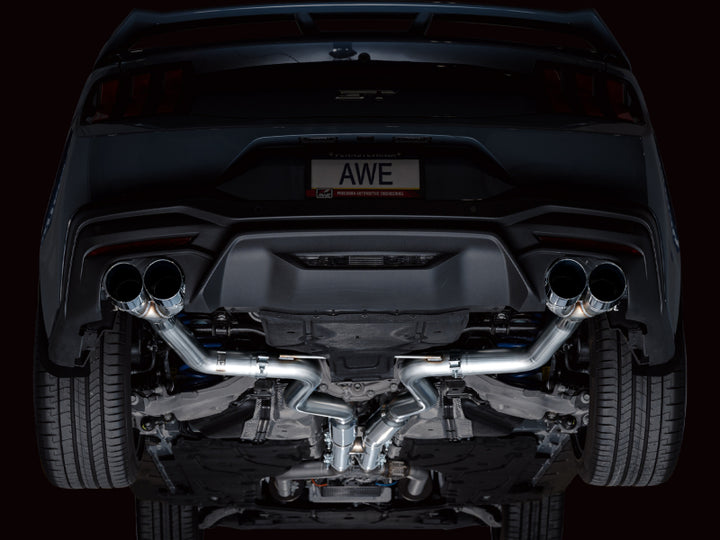 AWE 2024 Ford Mustang GT Fastback S650 RWD Track Edition Cat-Back Exhaust w/ Quad Chrome Silver Tips