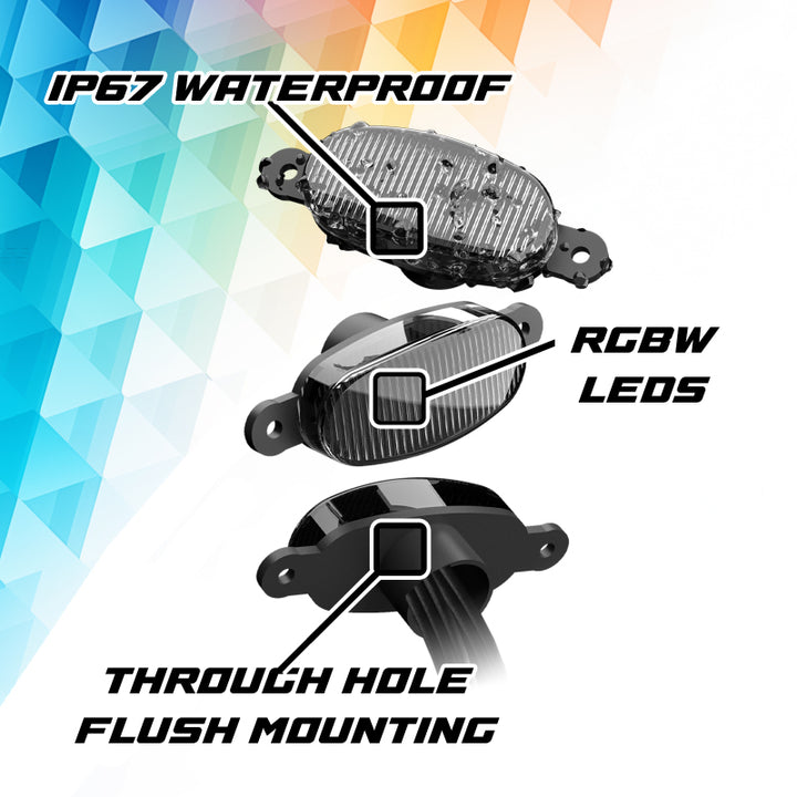 XK Glow XKmax Pre-Runner Style RGBW LED Grill Pods - 4pc