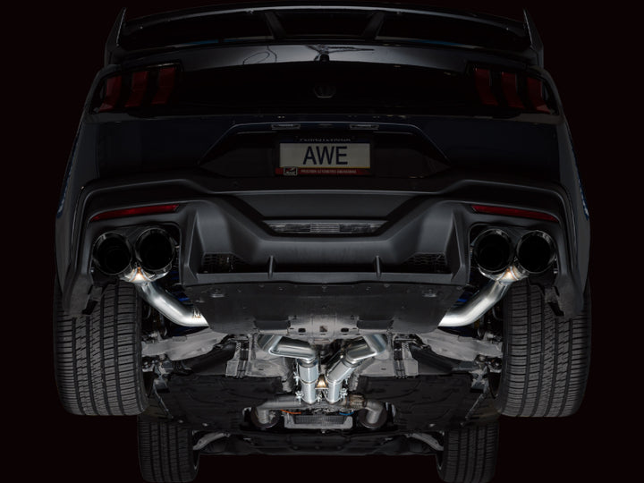 AWE 2024 Ford Mustang Dark Horse S650 RWD Track Edition Cat-Back Exhaust w/ Quad Diamond Black Tips