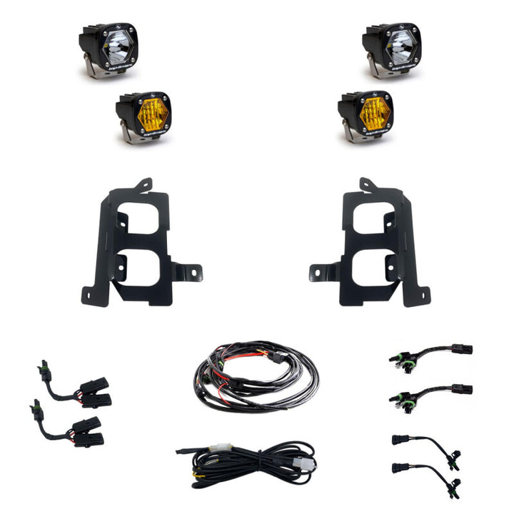 Baja Designs 19-22 GMC 1500 S1 Fog Pocket Mount Kit Clear Spot / Clear Wide Cornering