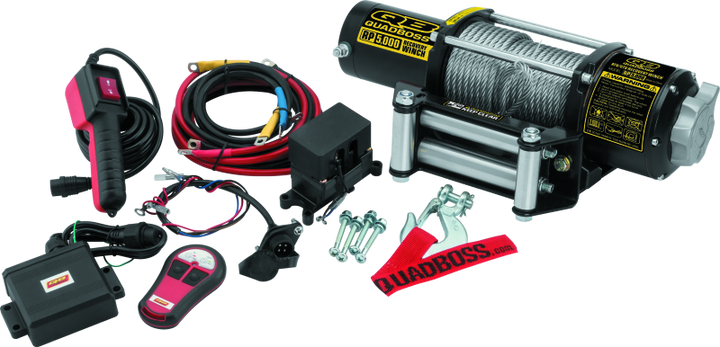 QuadBoss Winch Kit - 50ft Cable - 3.8hp - Roller Fairlead - Wireless Remote - 5000lb