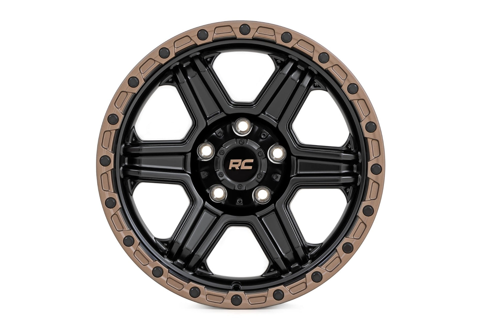 Rough Country 79 Series Wheel | One-Piece | Semi Gloss Black w/Bronze Ring | 17x8.5 | 5x5 | 0mm