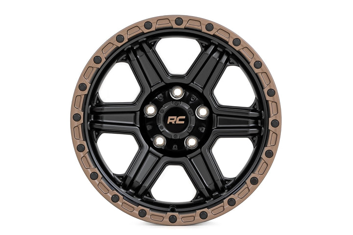 Rough Country 79 Series Wheel | One-Piece | Semi Gloss Black w/Bronze Ring | 17x8.5 | 5x5 | 0mm