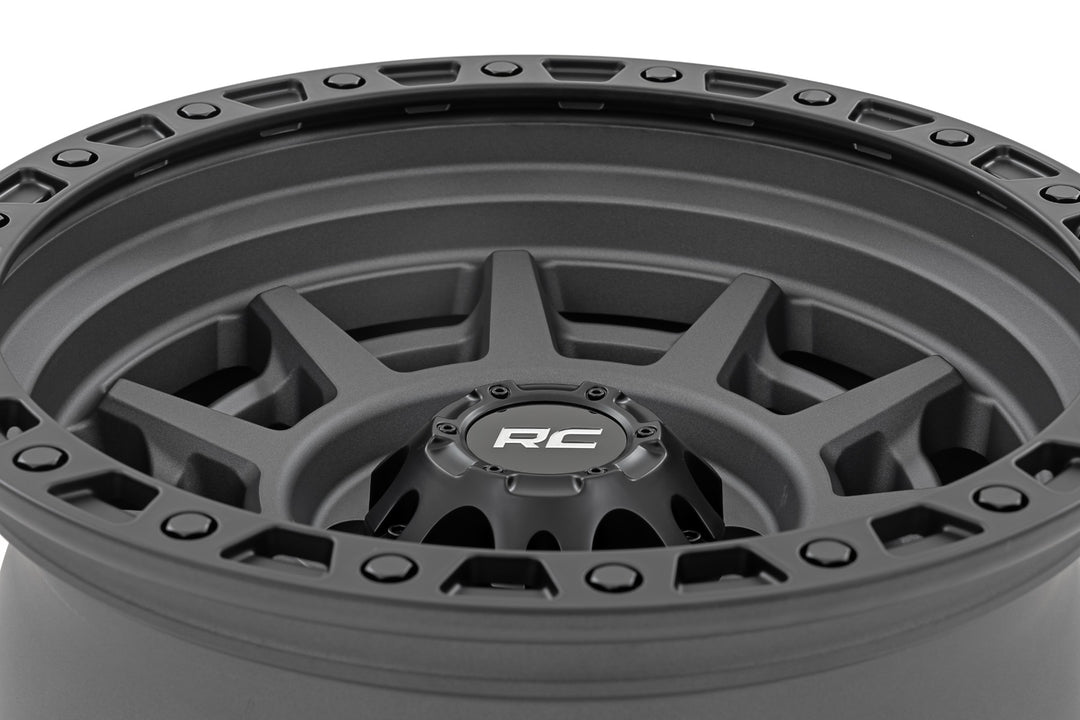 Rough Country 85 Series Wheel | Simulated Beadlock | Gunmetal Gray/Black | 17x9 | 6x5.5 |+25mm