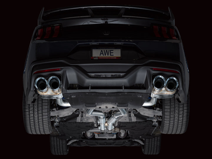 AWE 2024 Ford Mustang Dark Horse S650 RWD SwitchPath Cat-Back Exhaust w/ Quad Chrome Silver Tips