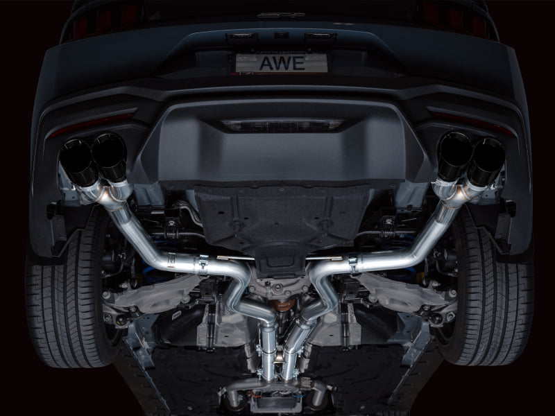 AWE 2024 Ford Mustang GT Fastback S650 RWD Track Edition Cat-Back Exhaust w/ Quad Diamond Black Tips