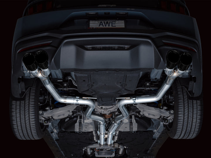 AWE 2024 Ford Mustang GT Fastback S650 RWD Track Edition Cat-Back Exhaust w/ Quad Diamond Black Tips