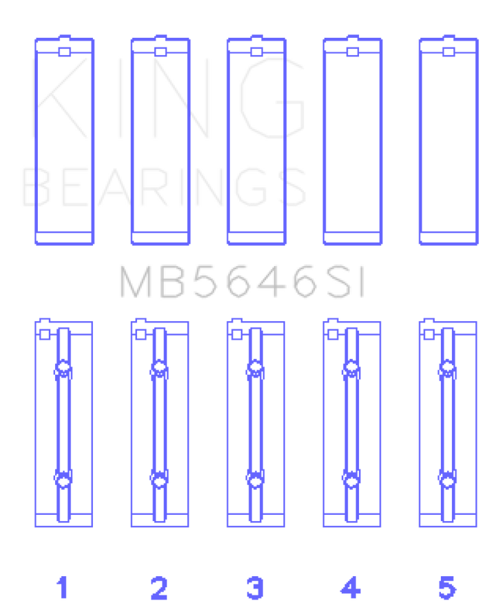 King Engine Bearings Toyota 1AZFE / 2 AZFE (Size +0.25mm) Crankshaft Main Bearing Set