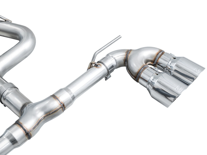 AWE Tuning MK8 Volkswagen Golf R 3in Track Edition Quad Exhaust - Chrome Silver Tips