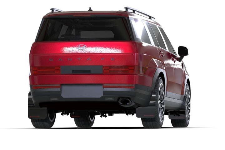 Rally Armor 24-26 Hyundai Santa Fe Black Mud Flap w/White Logo
