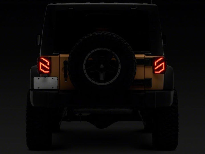 Raxiom 07-18 Jeep Wrangler JK Axial Series Trident LED Tail Lights- Black Housing (Smoked Lens)