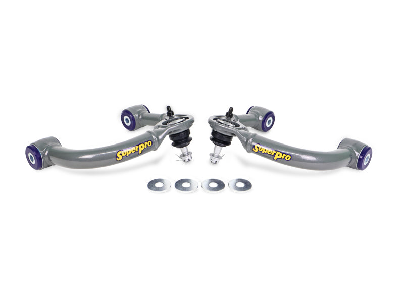 SuperPro 05-23 Toyota Tacoma 4WD Front Upper Fixed Offset Control Arm Set - Gun Metal
