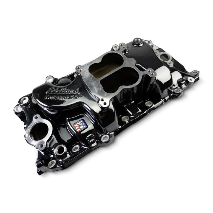 Edelbrock 65-90 BB Chevy Oval Port Heads Performer 2-O Manifold - Black Plasma