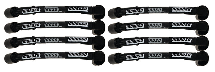 Moroso GM LS 9.75in Long Coil On Plug 90 Deg Sleeved Ultra Spark Plug Wire Set - Black
