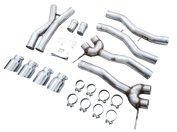 AWE Tuning Track Edition Cat-Back Exhaust for BMW G8X M3/M4 - Chrome Silver Tips
