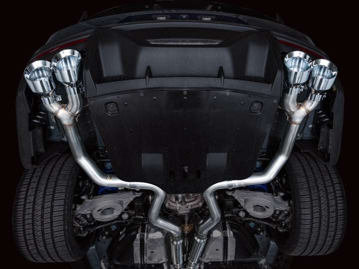 AWE 2024 Ford Mustang Dark Horse S650 RWD Track Edition Cat-Back Exhaust w/ Quad Chrome Silver Tips