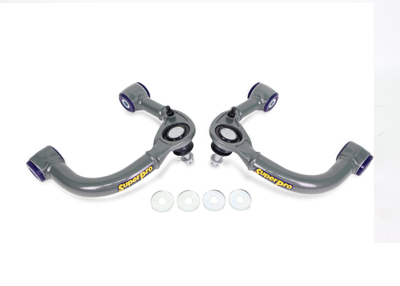 SuperPro 05-23 Toyota Tacoma 4WD Front Upper Fixed Offset Control Arm Set - Gun Metal