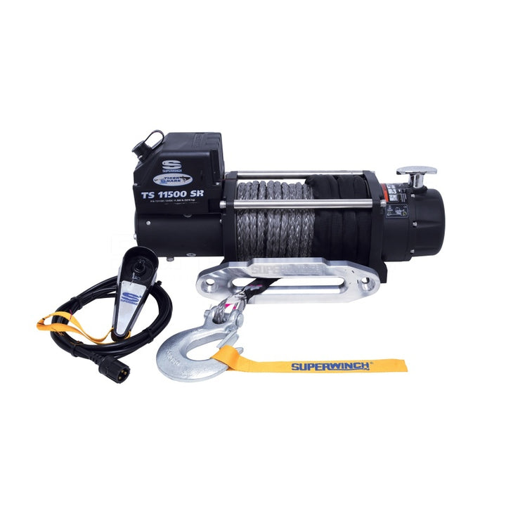 Superwinch 11500 LBS 12V DC 3/8in x 80ft Synthetic Rope Tiger Shark 11500 Winch