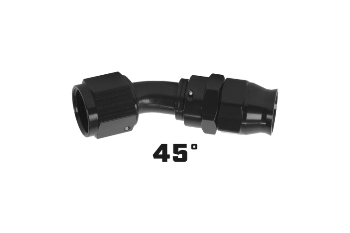 Aeromotive PTFE Hose End - AN-12 - 45 Deg - Black Anodized