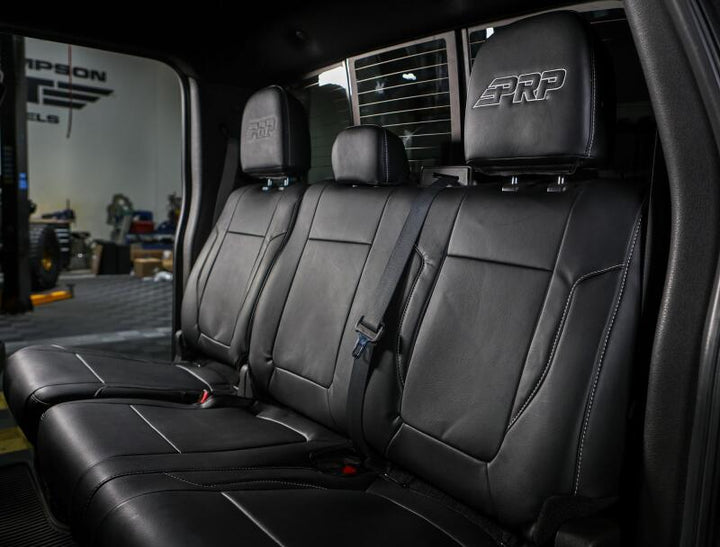 PRP 12-14 Ford Raptor  Rear Bench Seat Covers- Black with Silver Stitch
