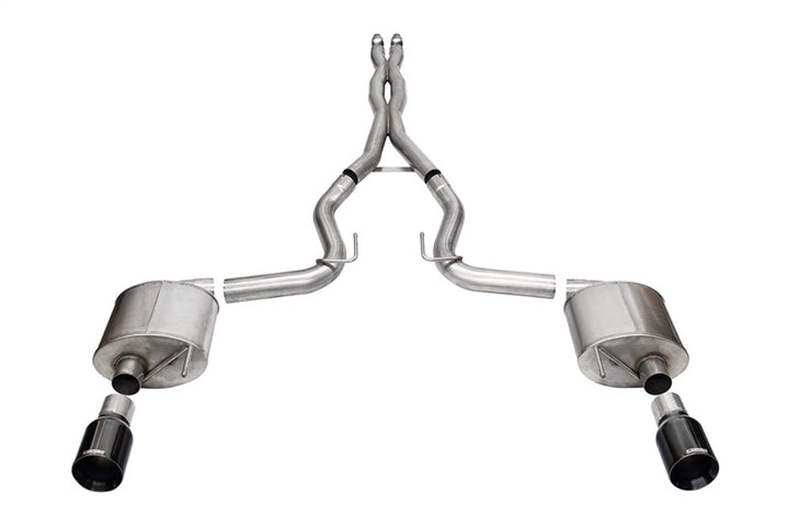 Corsa 24+ Frd Mustang GT- Sport Cat-Back Ex.Sys 3.0in Dual Rear Exit w/4.5in Blk PVD StraightCut Tip