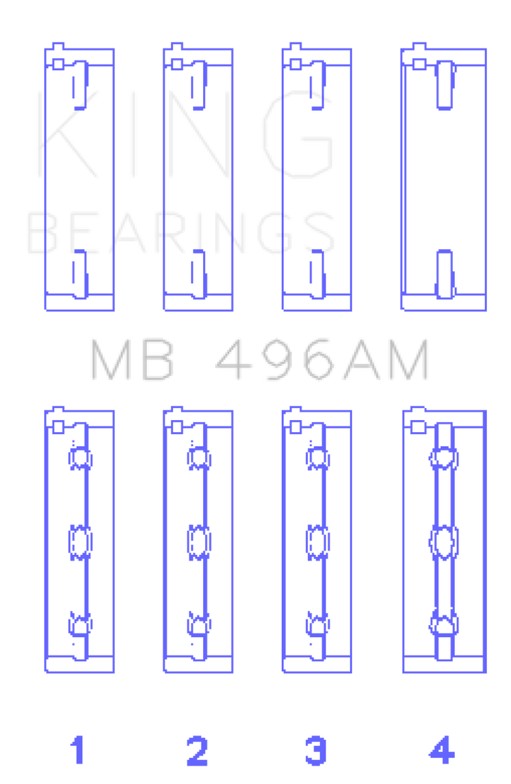 King Engine Bearings Mazda KL V6 (Size STD) Main Bearing Set of 4
