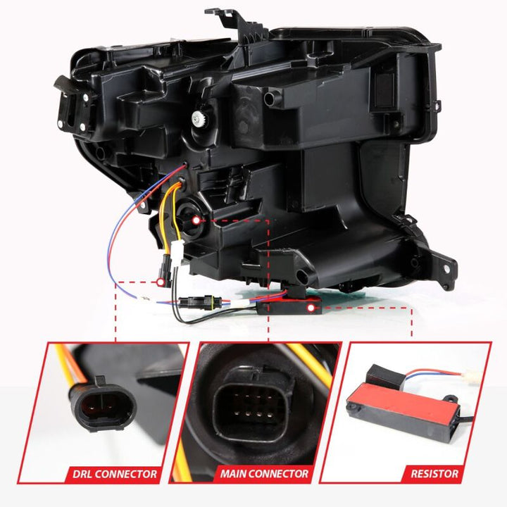 ANZO 19-21 GMC Sierra 1500 LED Projector Headlight w/Switchback+Sequential - Black