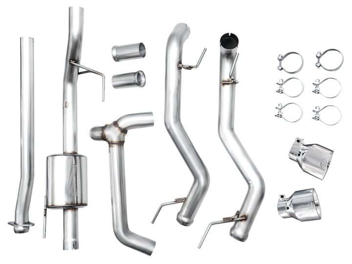 AWE Tuning 2021+ Ford F150 Tremor w/ Bumper Cutouts 0FG Non-Resonated Cat-Back w/ Chrome Silver Tips