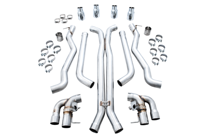 AWE Tuning 18-19 BMW M5 (F90) 4.4T AWD SwitchPath Cat-Back Exhaust - Chrome Silver Tips
