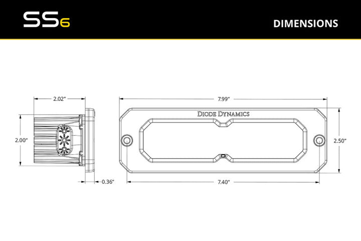 Diode Dynamics SS6 Sport Yellow Flood Flush ABL (pair) 3000K