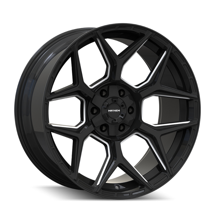 Mayhem Vanquish 8119 22x10 / 6x135/6x139.7 / -19mm Offset / 106.1mm  Hub - Gloss Black Milled