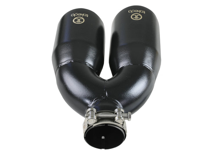 aFe Takeda 2.5in 304 Stainless Steel Clamp-on Exhaust Tip Passenger Side 2.5in Inlet 4inDual - Black