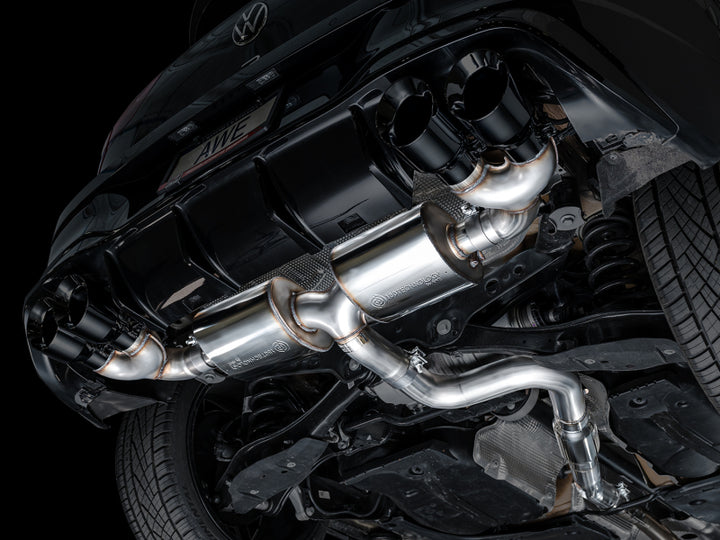 AWE Tuning MK8 Volkswagen Golf R 3in Touring Edition Quad Exhaust - Diamond Black Tips
