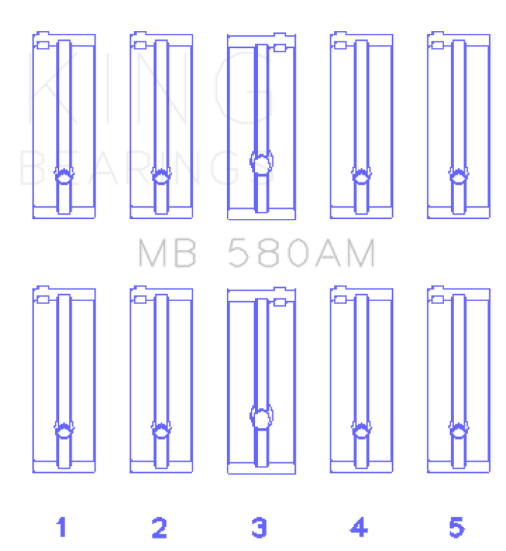 King Engine Bearings Toyota 21R/(Size +0.25mm) Main Bearing Set