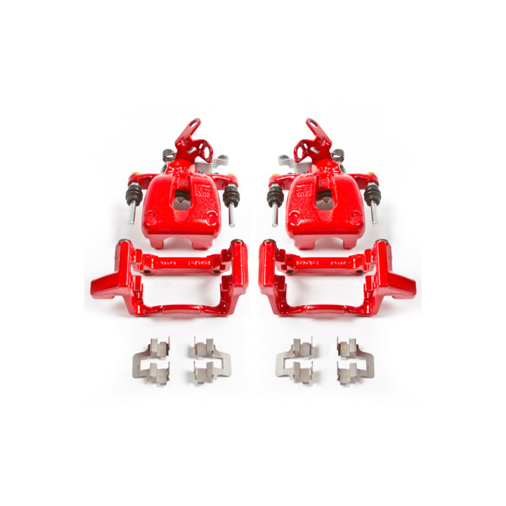 Power Stop 08-09 Audi A3 Rear Red Calipers w/Brackets - Pair