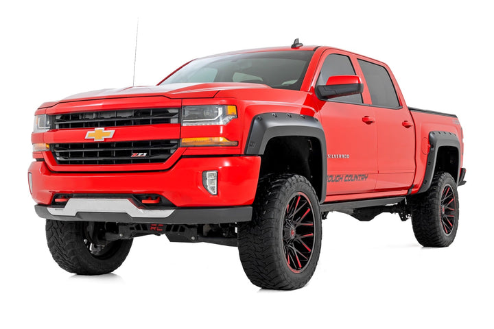 Pocket Fender Flares | 6'7" & 8' Bed | GCN Victory Red | Chevy Silverado 1500 (14-18)/2500HD