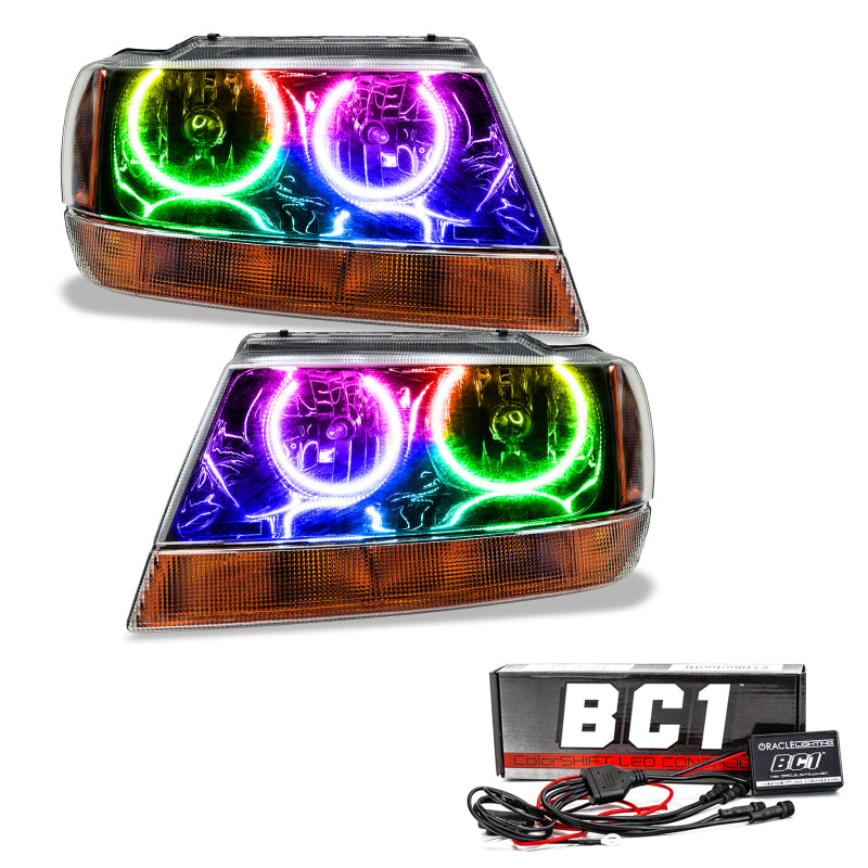 Oracle 99-04 Jeep Grand Cherokee SMD HL - Black - ColorSHIFT w/ BC1 Controller